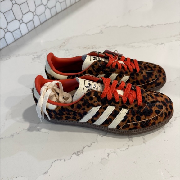 Adidas Samba | Preloved Red Leopard | Size 7 - Picture 3 of 6